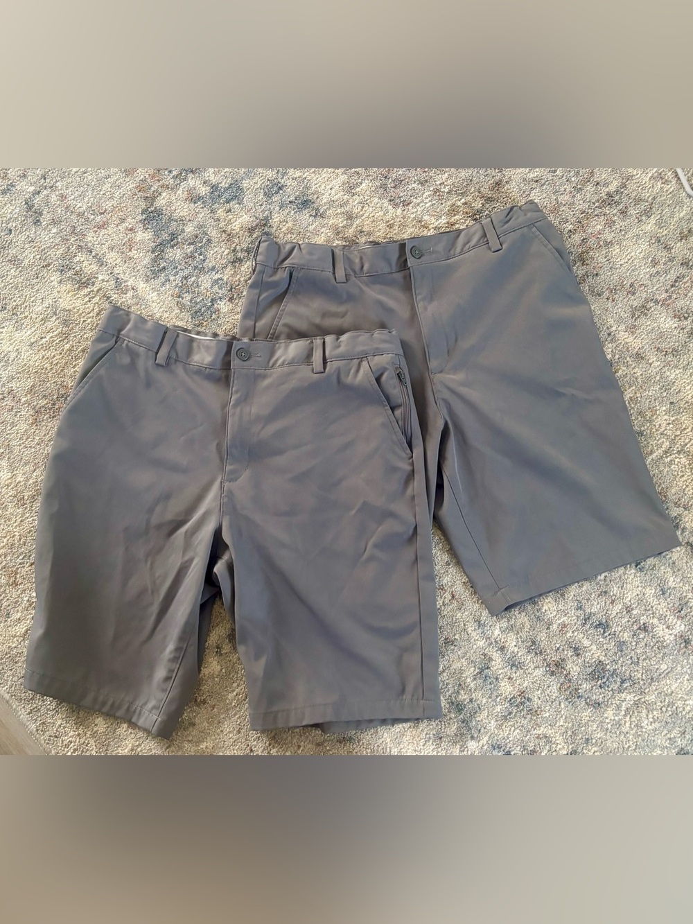 Lands End boys’ 18 husky gray performance uniform shorts adjustable waist